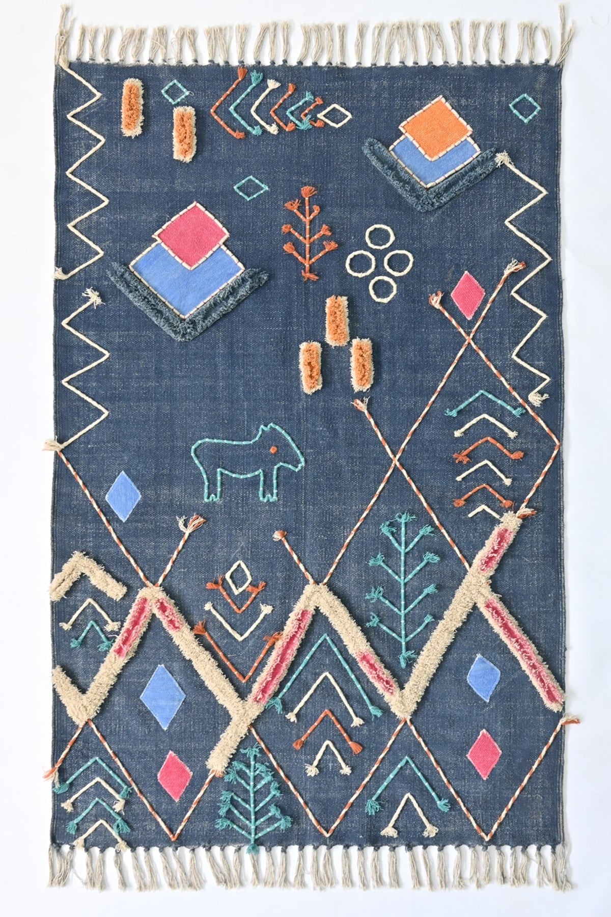 Nicobar hand-embroidered rug detail — Art Avenue Jaipur