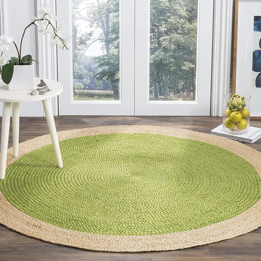 Orchida round braided jute rug — handmade in Jaipur