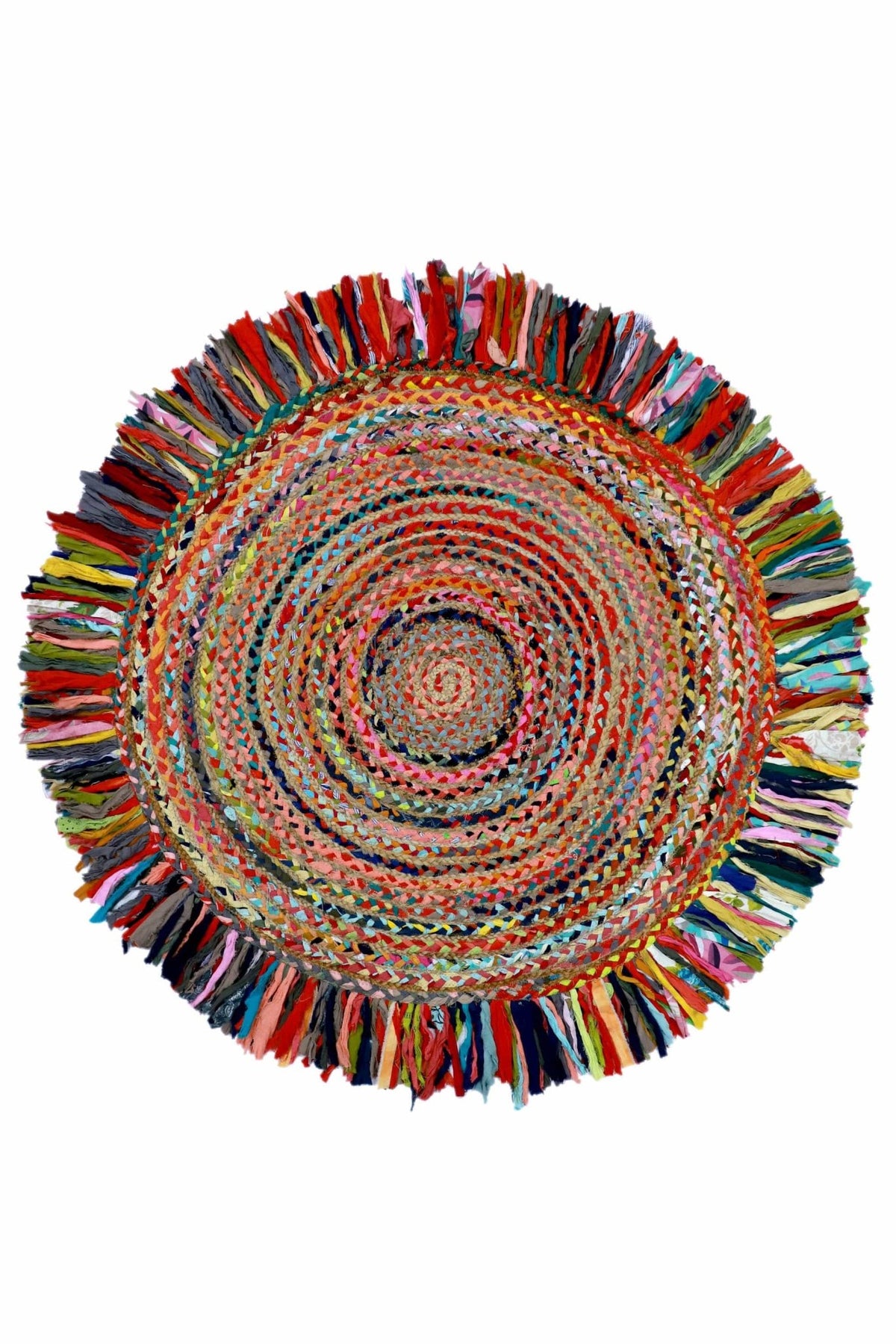 Out round jute rug multicolour — Art Avenue India
