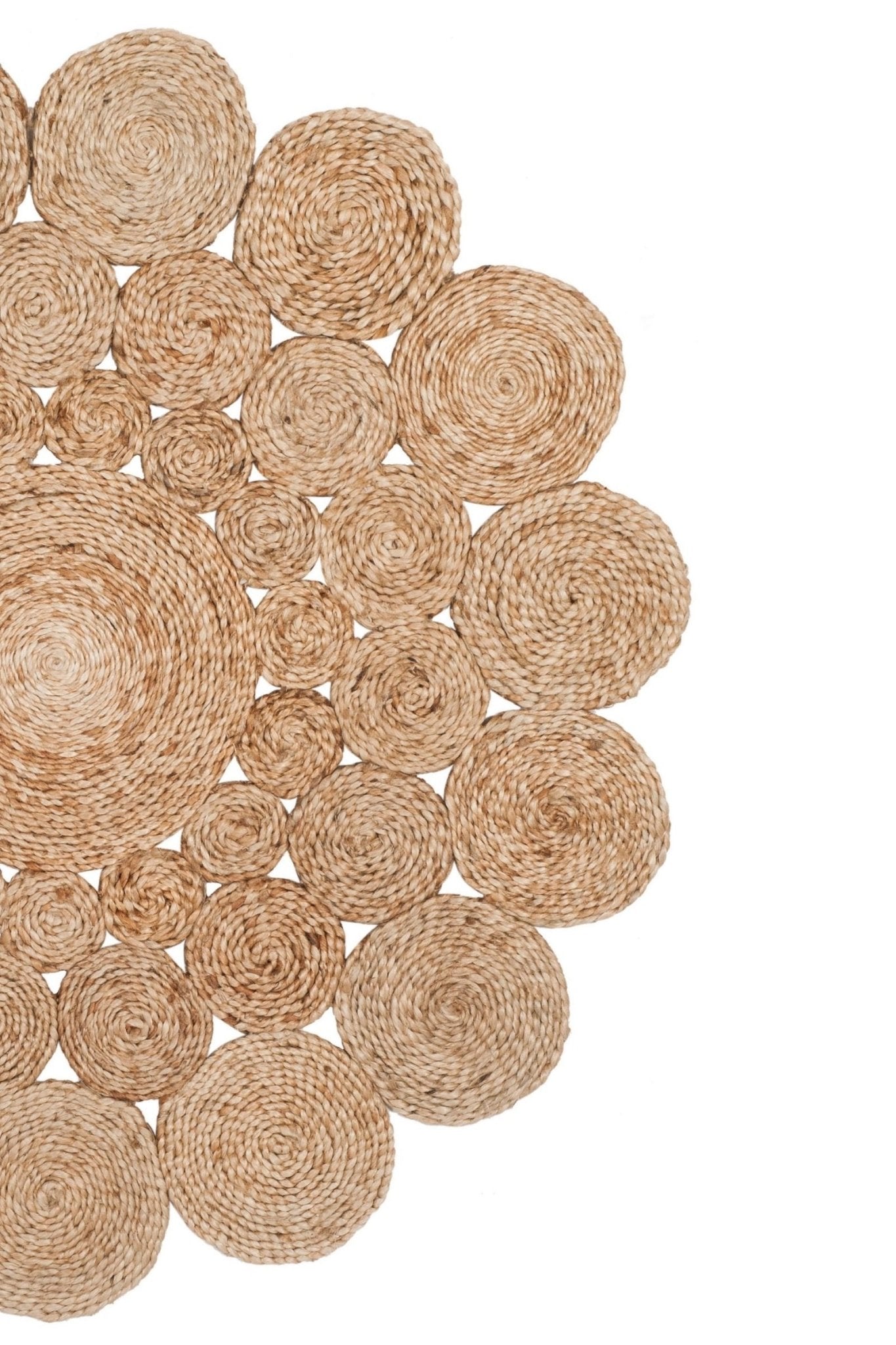 Petunia round jute rug room setting — Art Avenue India