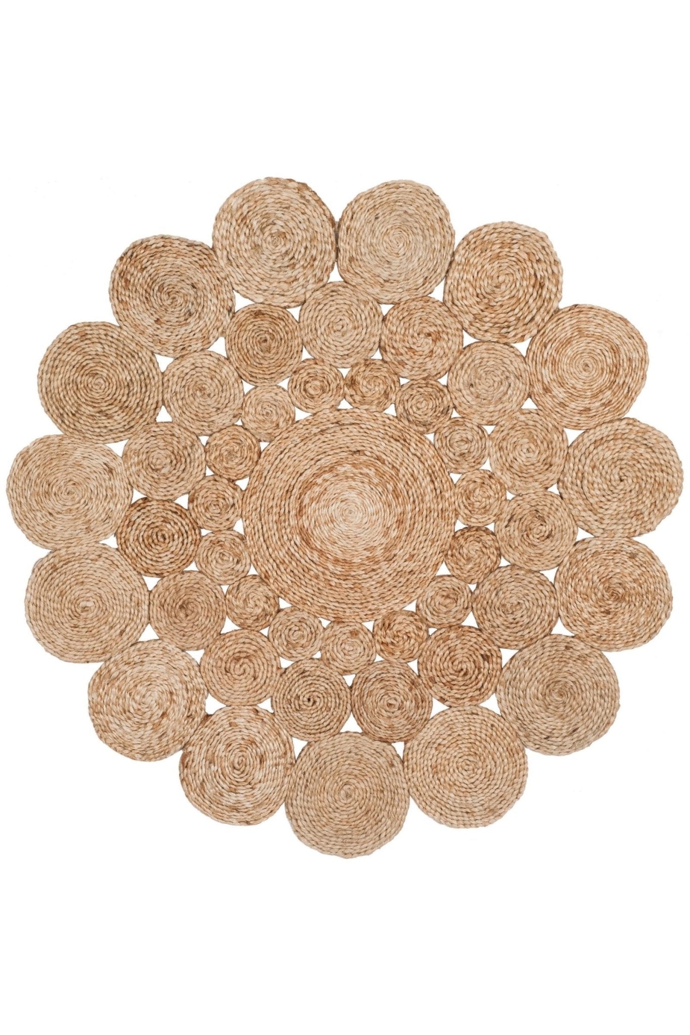 Petunia round braided jute rug — handmade in Jaipur