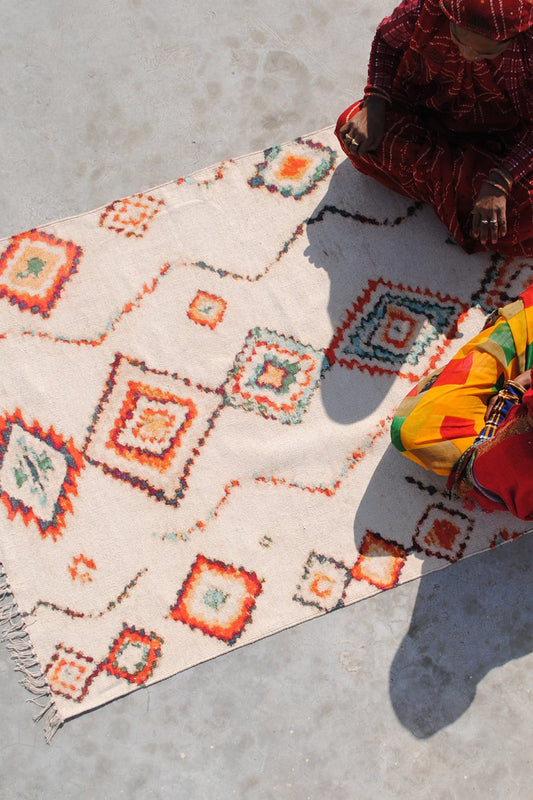 Quercus block-printed rug — handmade in Jaipur
