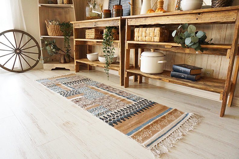 Revolve block-printed cotton floor runner — handmade in Jaipur