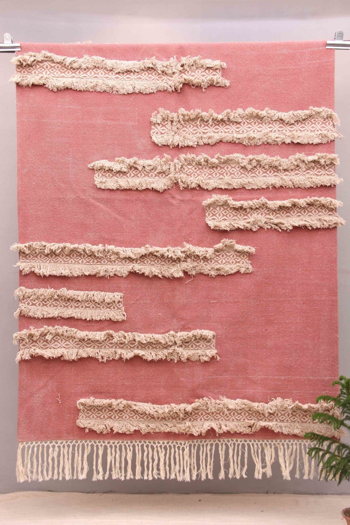 Scud block-printed rug room setting — Art Avenue India