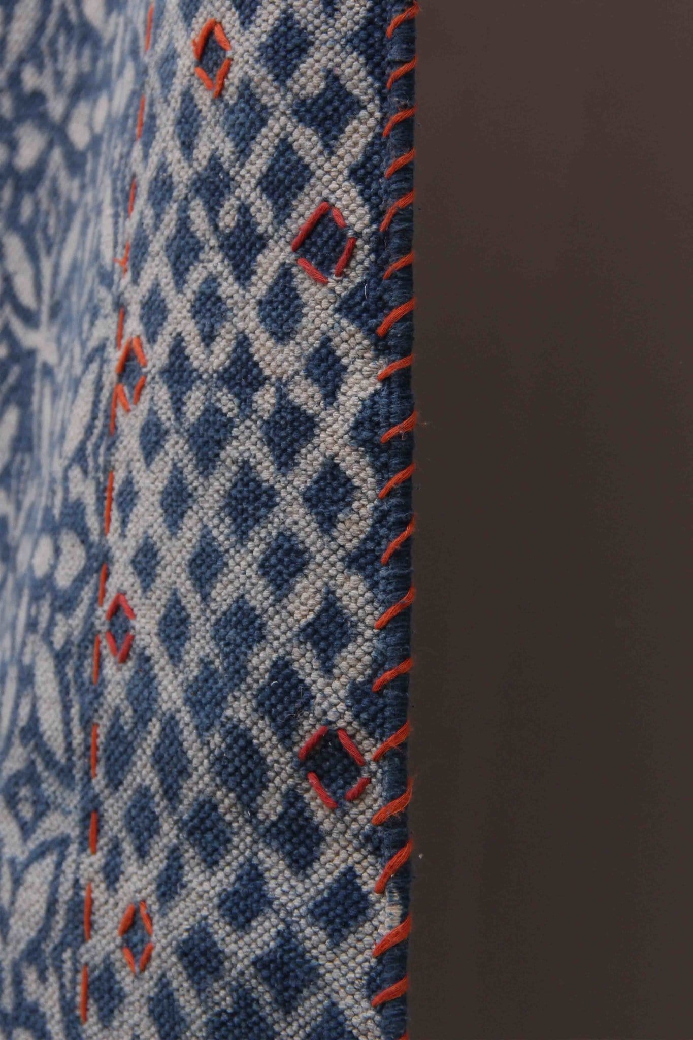 Secure Block-Printed Cotton Dhurrie Rug in Indigo — Art Avenue