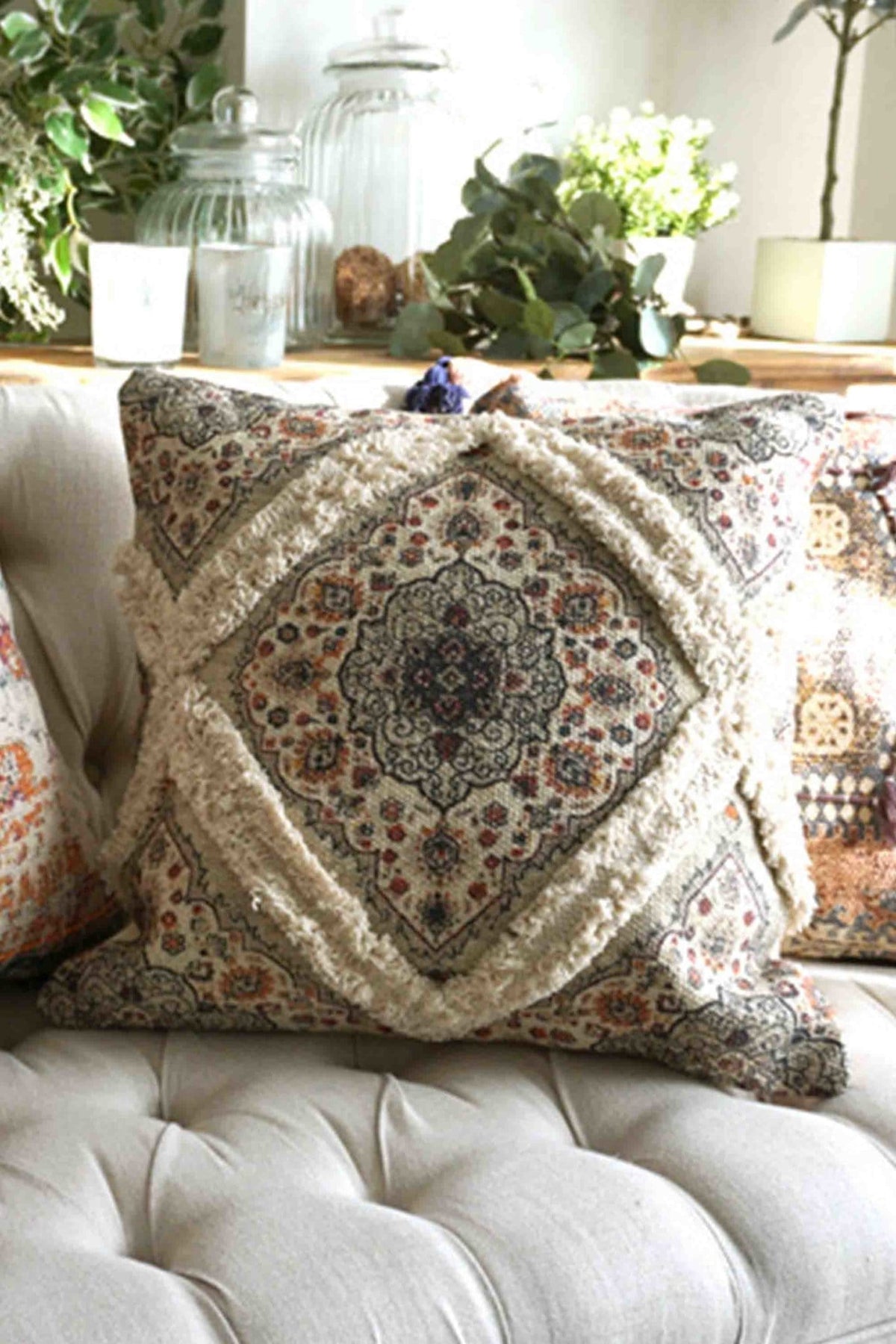 Detail of printed shaggy texture on square cushion cover — Art Avenue