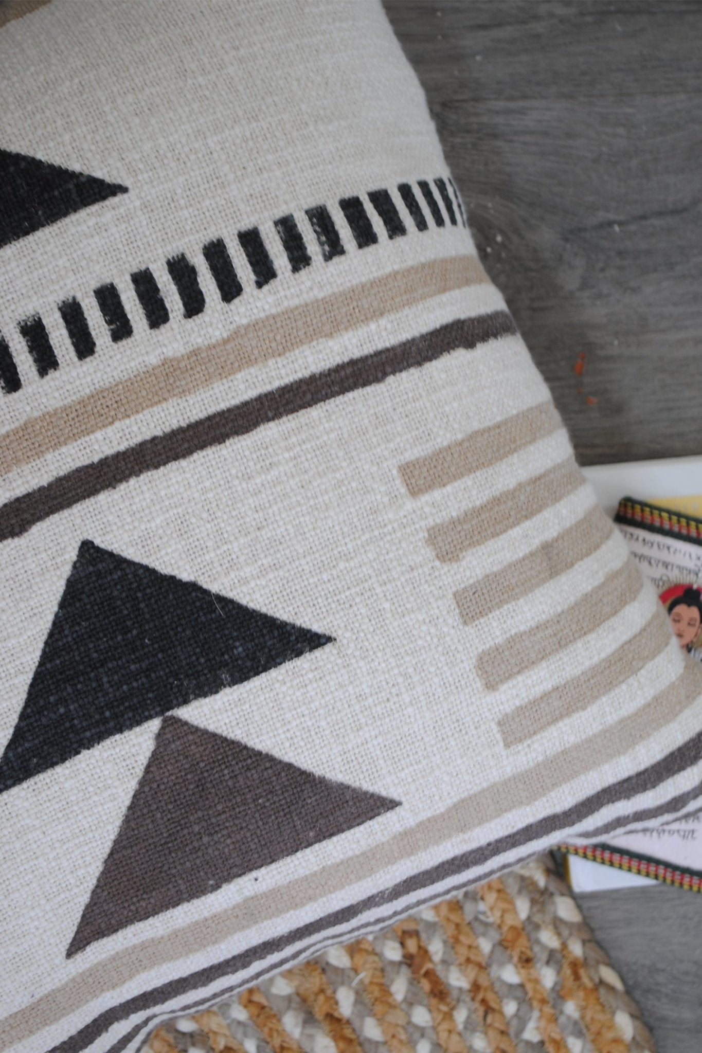 Detail of block-print on square cushion cover — Art Avenue