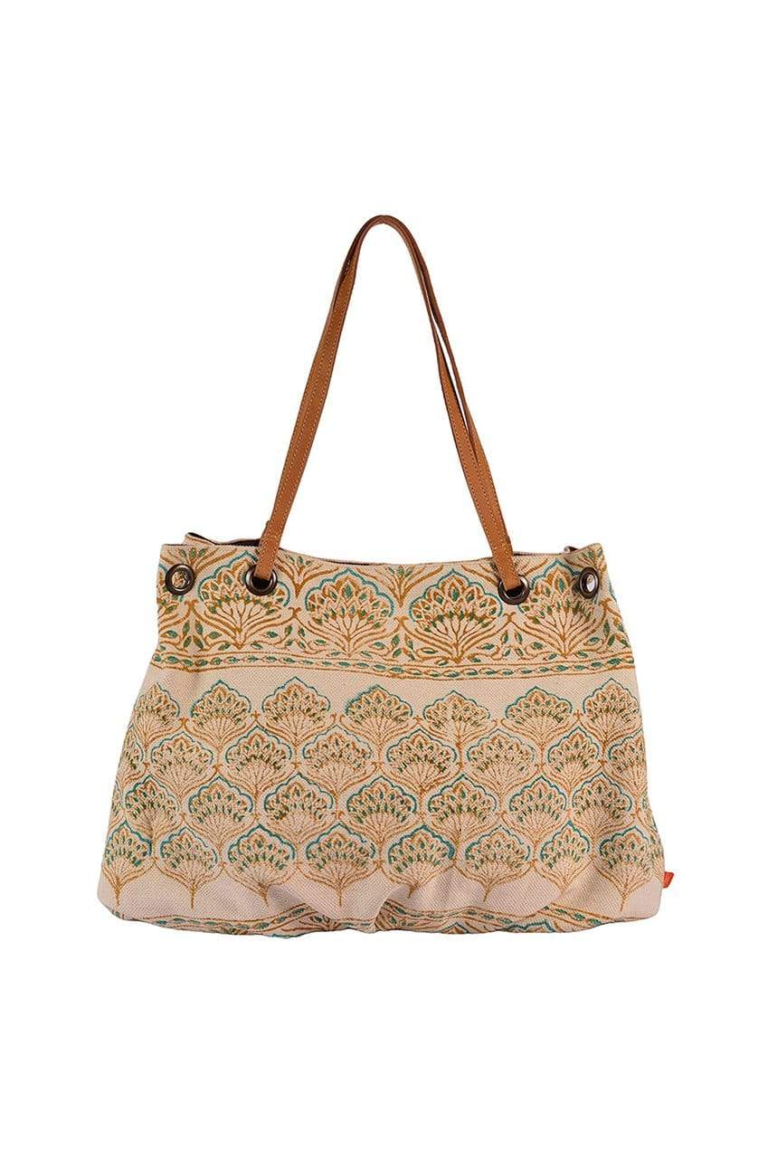 Sint block-printed handbag, side view — Art Avenue