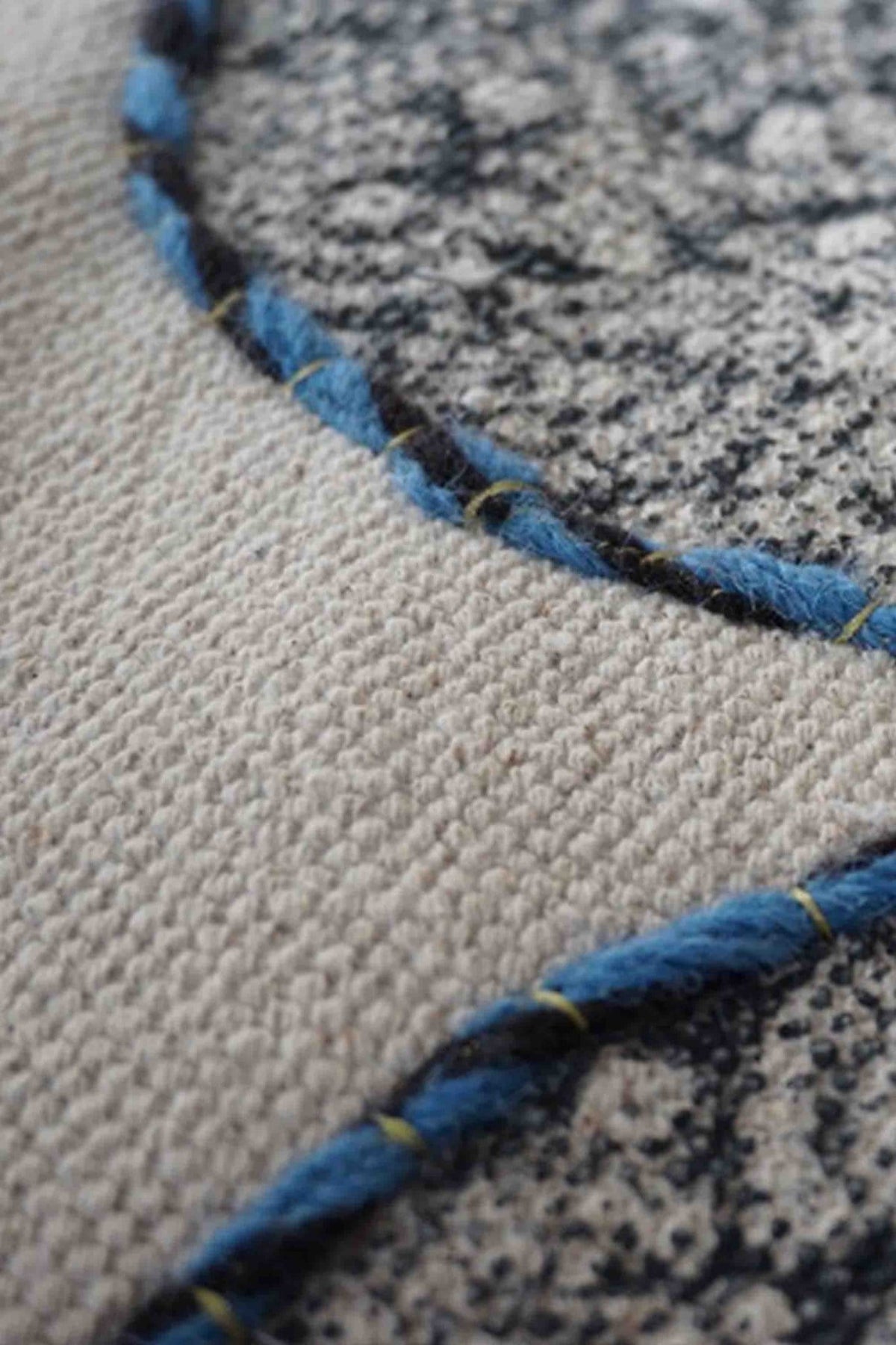 Skyler Block-Printed Cotton Dhurrie Rug — overhead view — Art Avenue