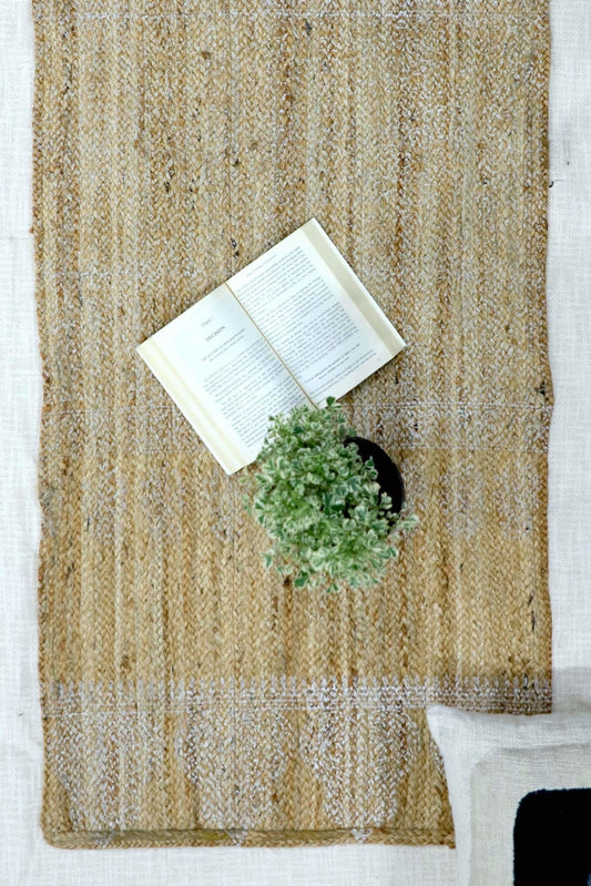Snap block-printed floor runner — natural handmade in Jaipur