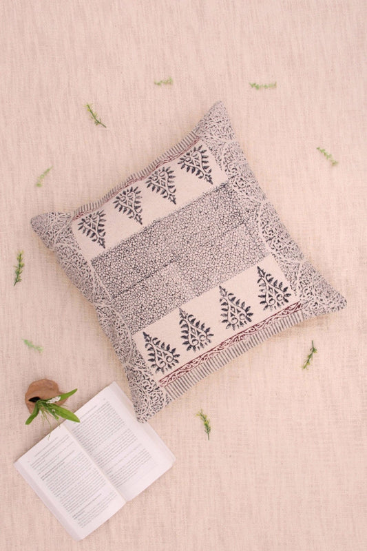 Stream Block-Printed Square Cushion Cover — Black — Art Avenue