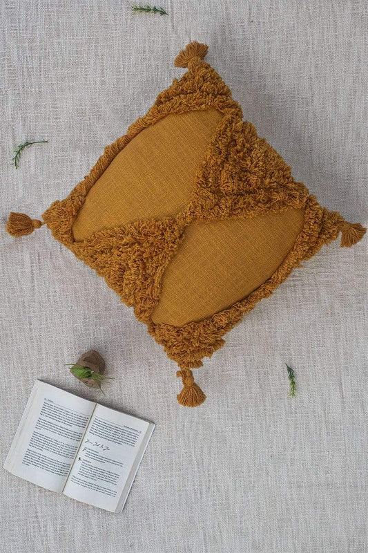 Tahara Overdyed Shaggy Square Cushion Cover — Saffron — Art Avenue
