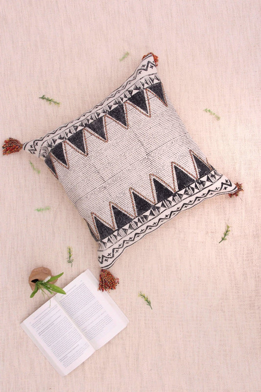 Teeth Block-Printed Square Cushion Cover — Art Avenue