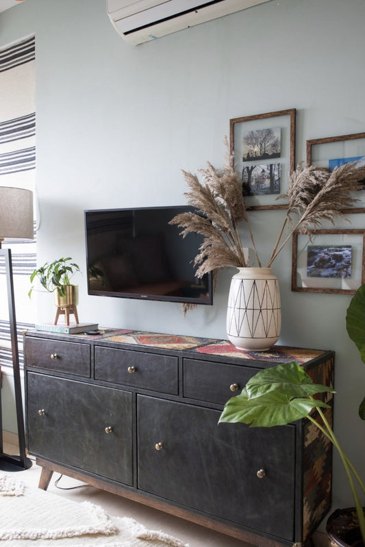 Kilim & Leather Chest of Drawers — Art Avenue