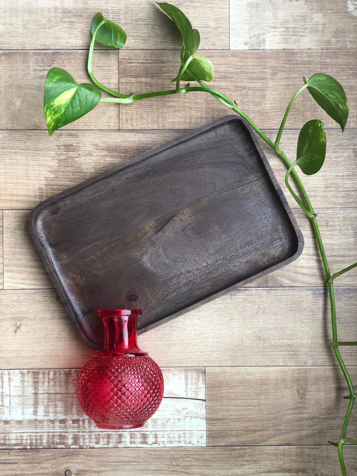 Valid carved wood tray detail — natural polish, Art Avenue Jaipur