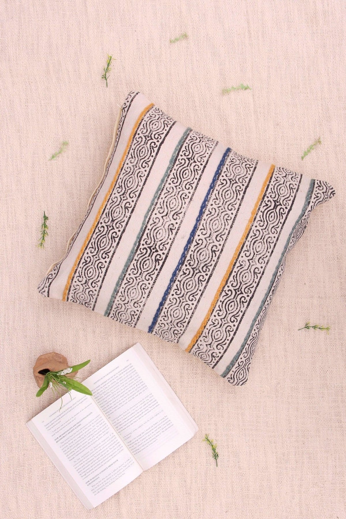Variation Block-Printed Square Cushion Cover — Black — Art Avenue