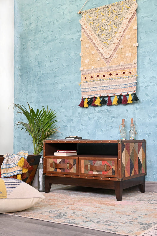 Kilim & Leather TV Unit — Art Avenue