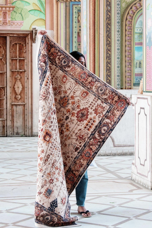Zebronica block-printed cotton rug — handmade in Jaipur