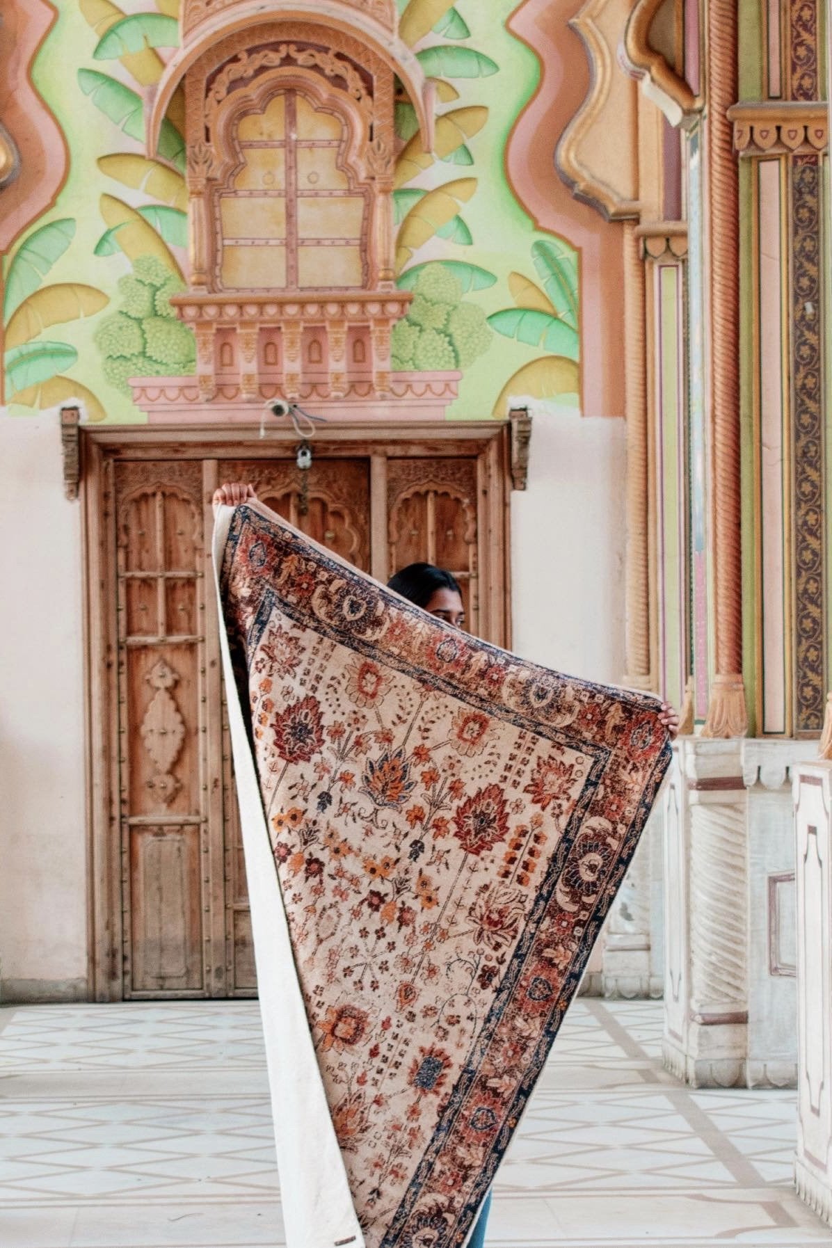 Zebronica printed rug room setting — Art Avenue India
